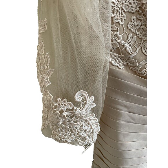Women's Champagne High-Low Chiffon Lace Top Mother of Bride Dress Sz10 Unbranded - Picture 4 of 11